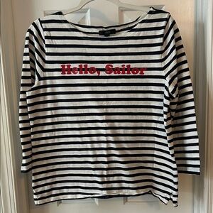 J Crew Breton stripe top navy white size medium, hello sailor